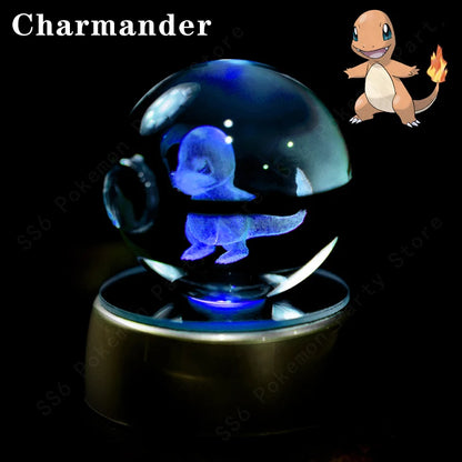 3D Crystal Ball Night Light – LED Glass Lamp with Colorful Base