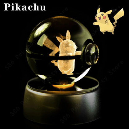 3D Crystal Ball Night Light – LED Glass Lamp with Colorful Base