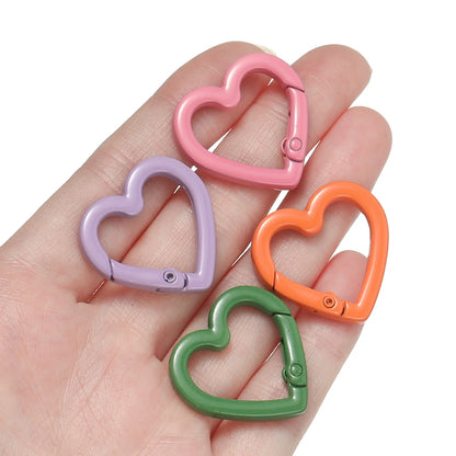 Heart Carabiner Clips, Metal Spring Clasp Keychain Hooks 5pcs