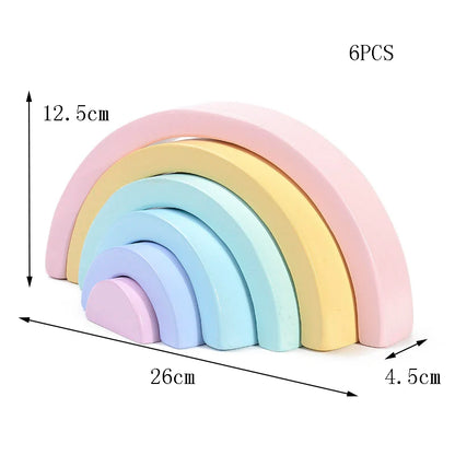 Wooden Rainbow Building Blocks – Montessori Stacking Balance Toy