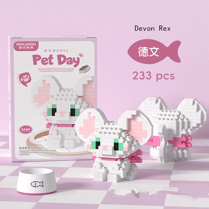 Mini Dog & Cat Building Block Model – Cute Pet Ornament
