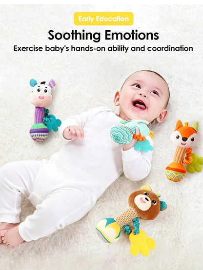 Soft Baby Rattle – Stuffed Animal Sensory & Crinkle Toy