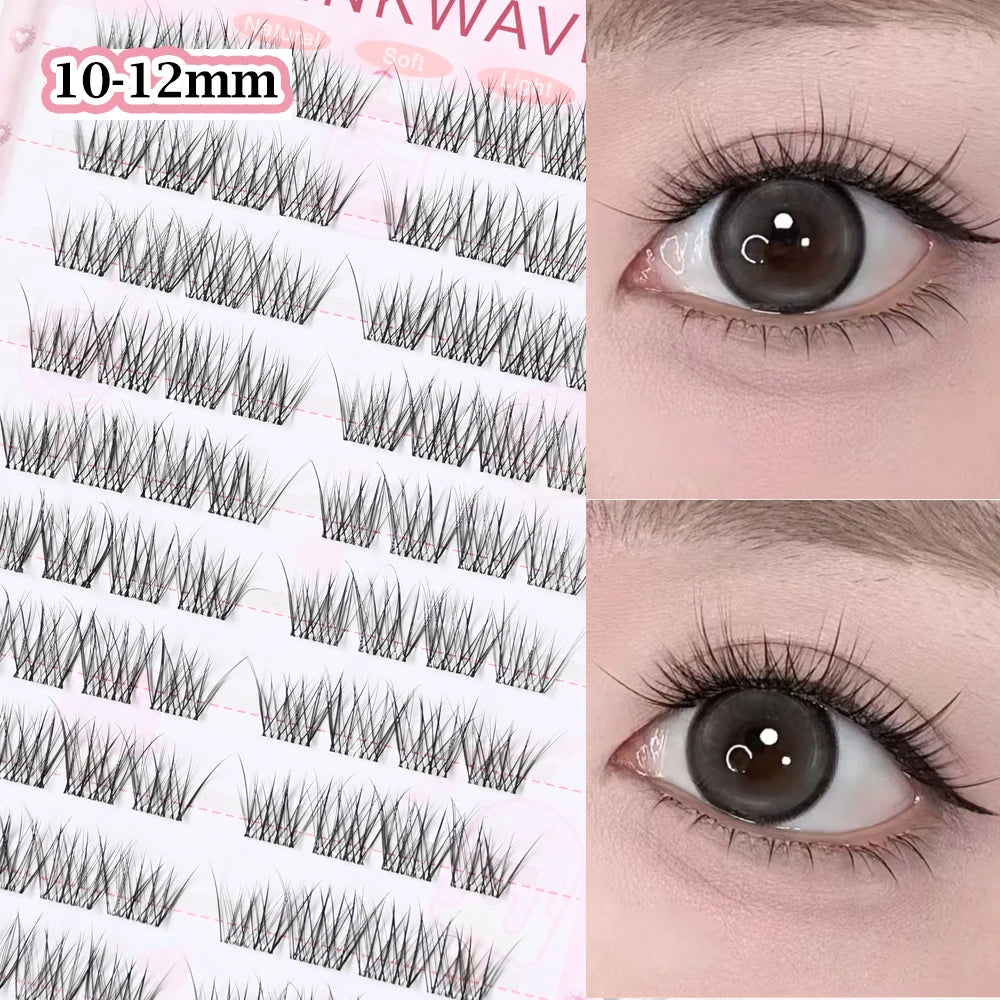 No Glue Needed Idol False Eyelashes Large Capacity 7-9mm Self Adhesive Eyelashes tweezers DIY Lash Extension Cluster Lashes