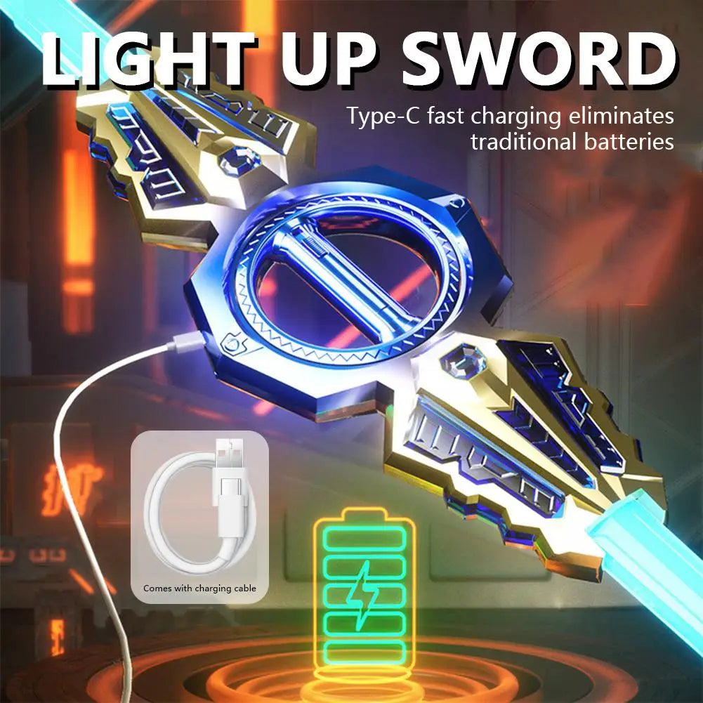 Light Up Sword Toy for Kids – Retractable Rotating LED Sword