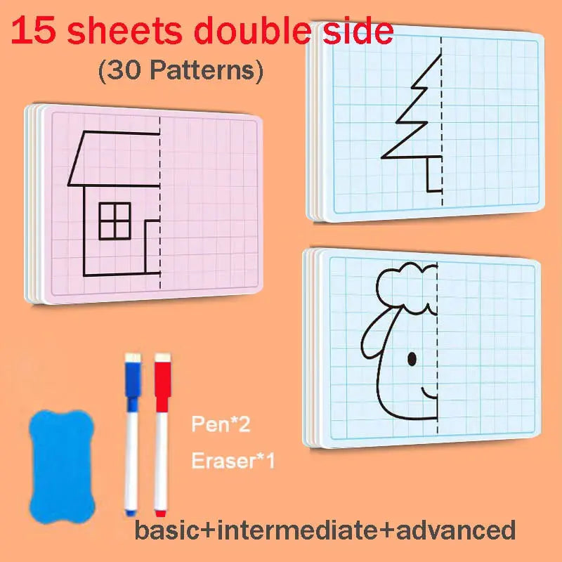 Symmetrical Drawing Workbook – Kids Grid Drawing & Motor Skills Practice