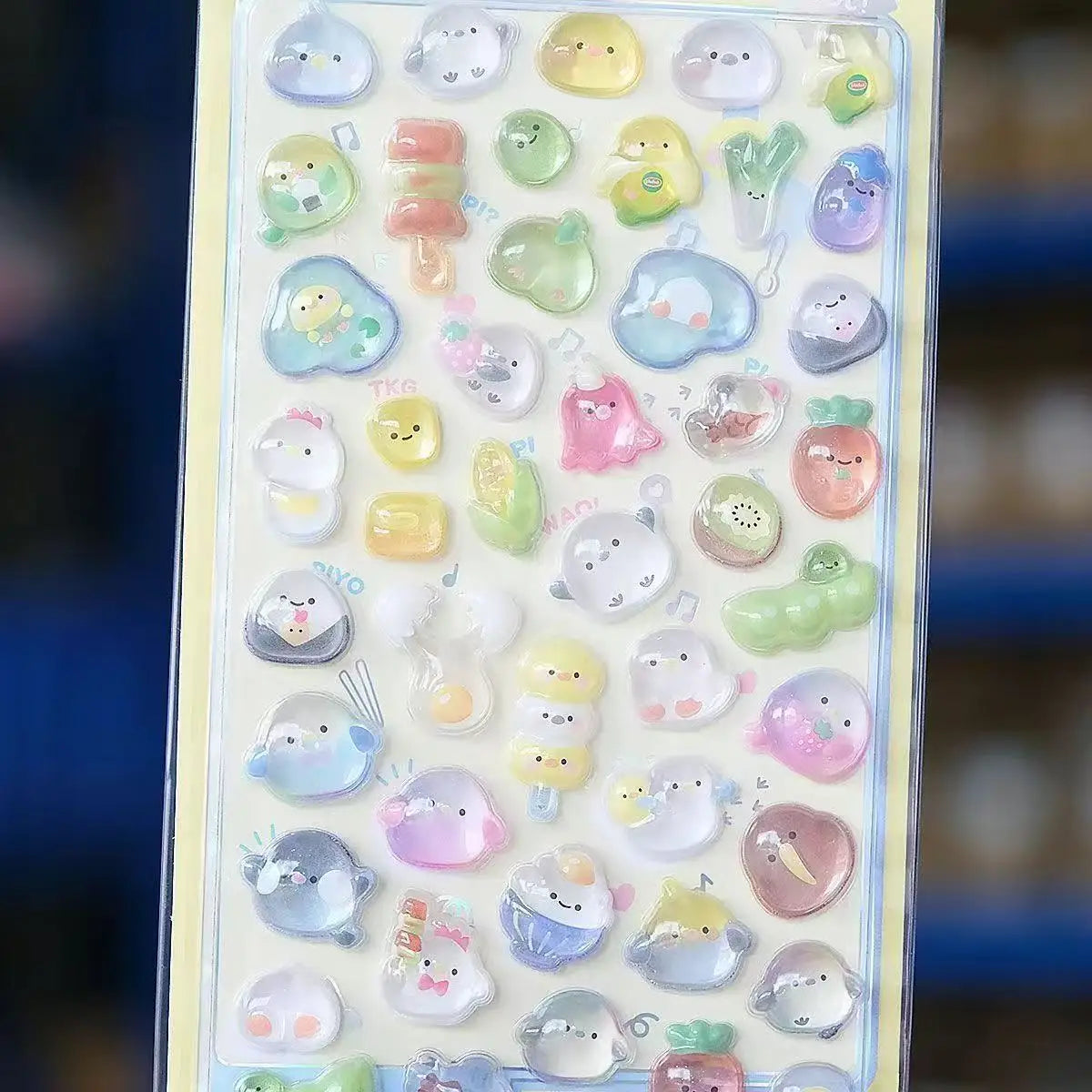 Kawaii 3D Jelly Resin Stickers Cute Cartoon Sparkle Transparent Decals for Scrapbooking Phone Case Laptop DIY Decor
