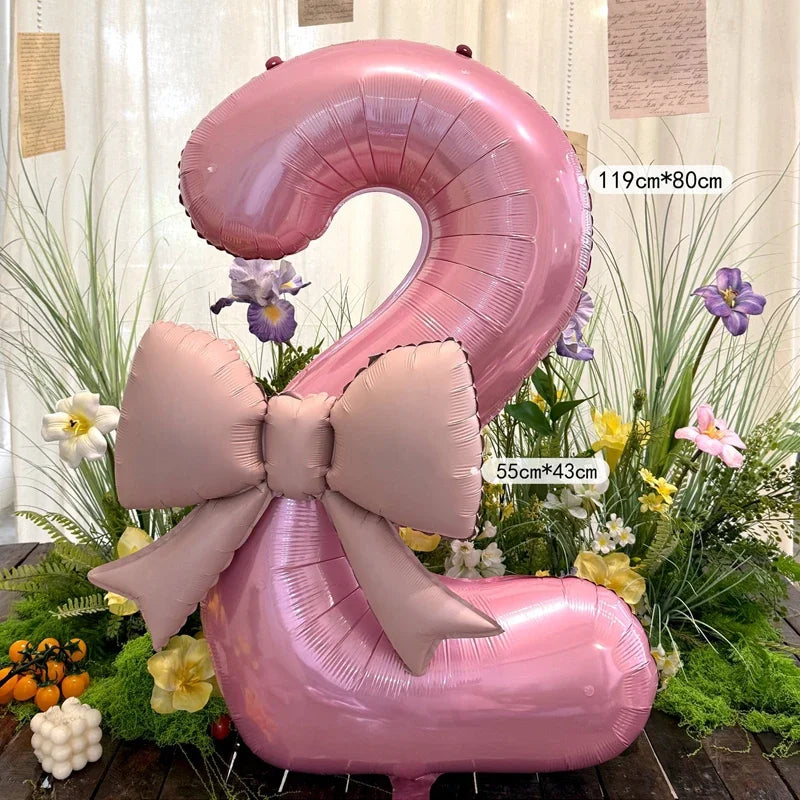 Pink Bow Balloons, 2-Pack 40-Inch Foil Party Decorations