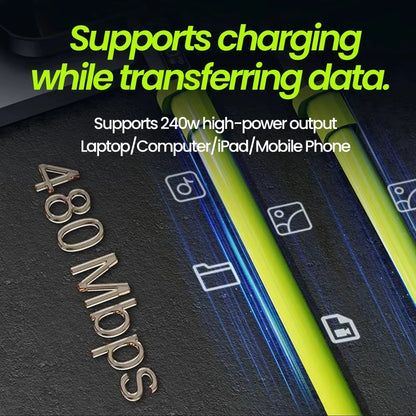 240W USB Type C Fast Charge Cable USB To USB-C Data Cable Type C Super Fast Charging Date Wire For iPhone Samsung Huawei Xiaomi