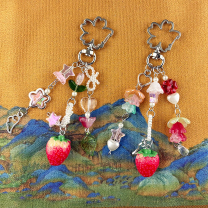 Beaded Phone Chain Cute Bear Strawberry Y2K Handbag Keychain