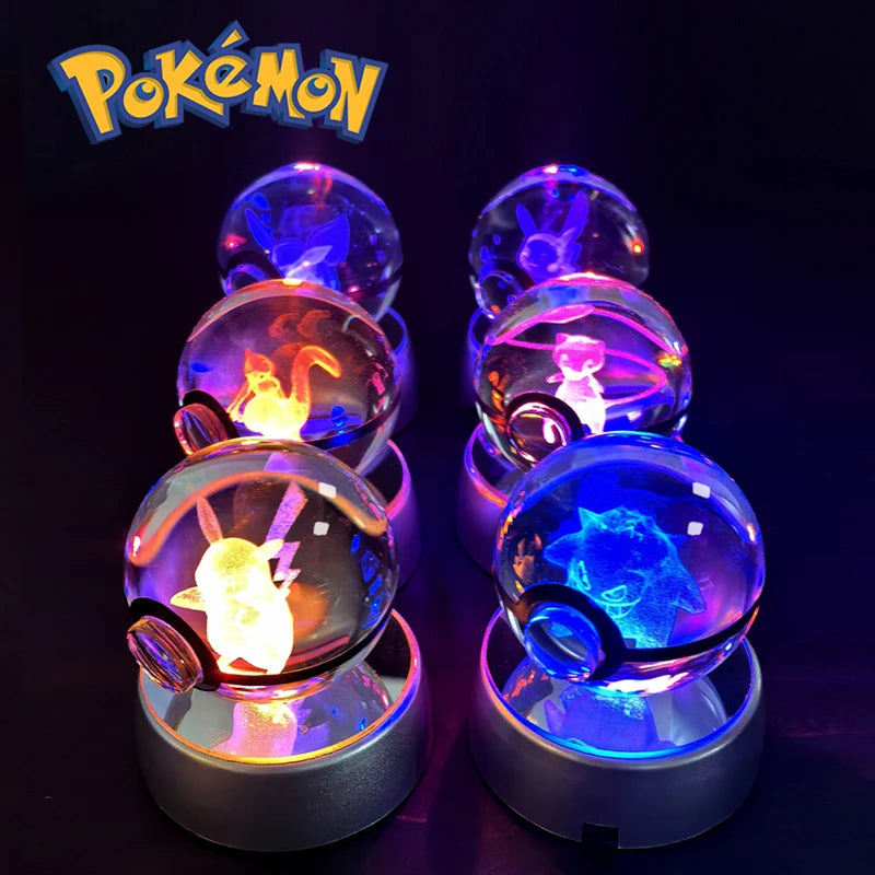 3D Crystal Ball Night Light – LED Glass Lamp with Colorful Base