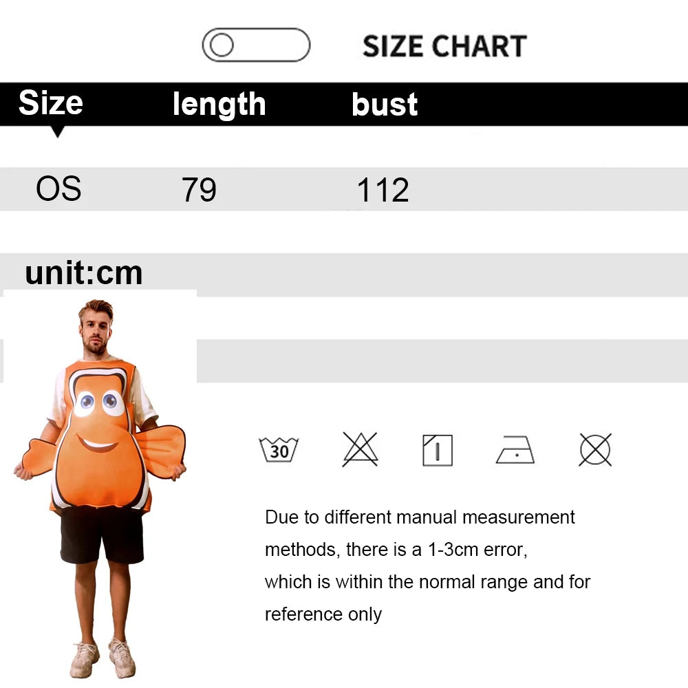 Clownfish Costume Unisex Animal Suit – Halloween Party Outfit