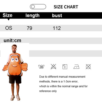 Clownfish Costume Unisex Animal Suit – Halloween Party Outfit