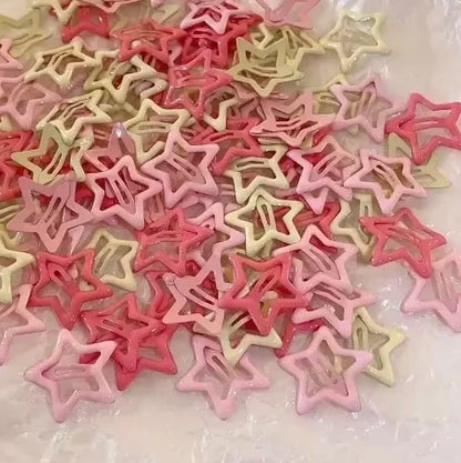 Colorful Star Hair Clips for Girls Metal Snap Barrette Set