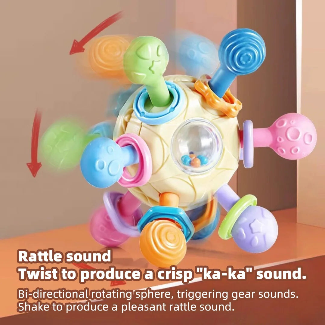 Baby Silicone Teether Grasping Ball – 3-in-1 Rattle Toy
