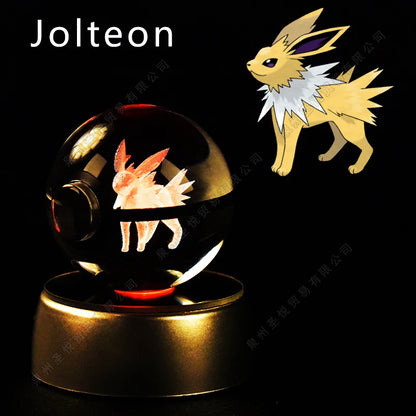 3D Crystal Ball Night Light – LED Glass Lamp with Colorful Base