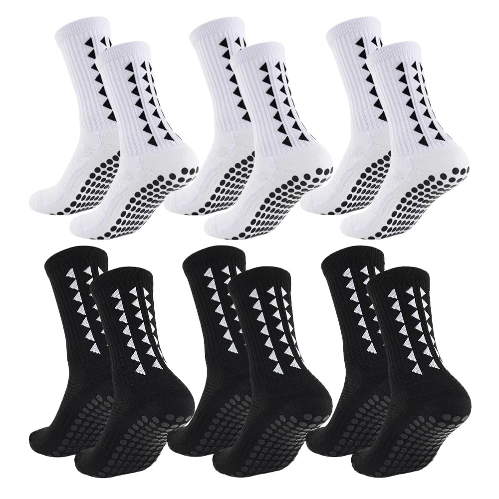6 Pairs Men Women Football Grip Socks Towel Bottom Sport Socks Rugby Soccer Cycling Running Exercise Athletic Socks