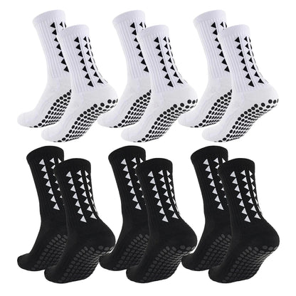 6 Pairs Men Women Football Grip Socks Towel Bottom Sport Socks Rugby Soccer Cycling Running Exercise Athletic Socks