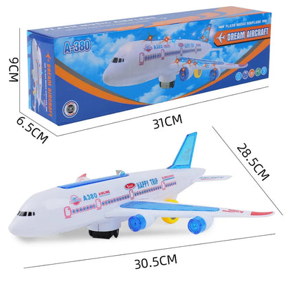 Electronic Airplane Toy with Music, Lights and Obstacle Avoidance