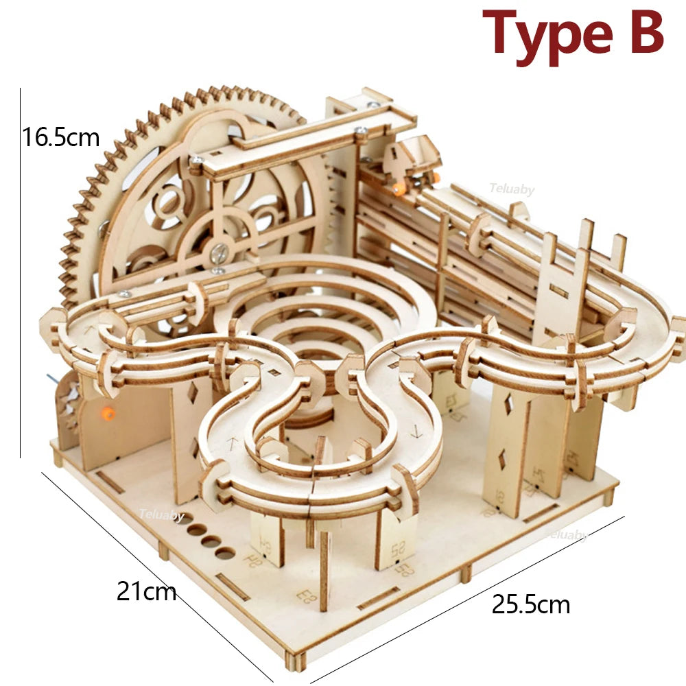 3D Wooden Marble Run – DIY Mechanical Puzzle Building Kit