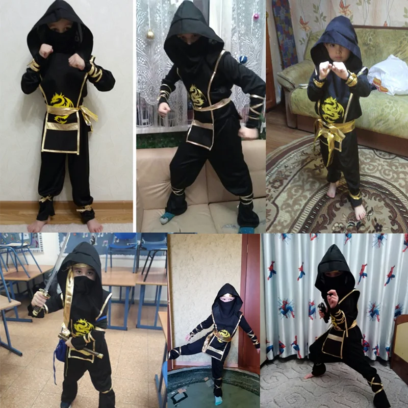 Kids Ninja Costume Set with Hood & Accessories – Halloween Outfit
