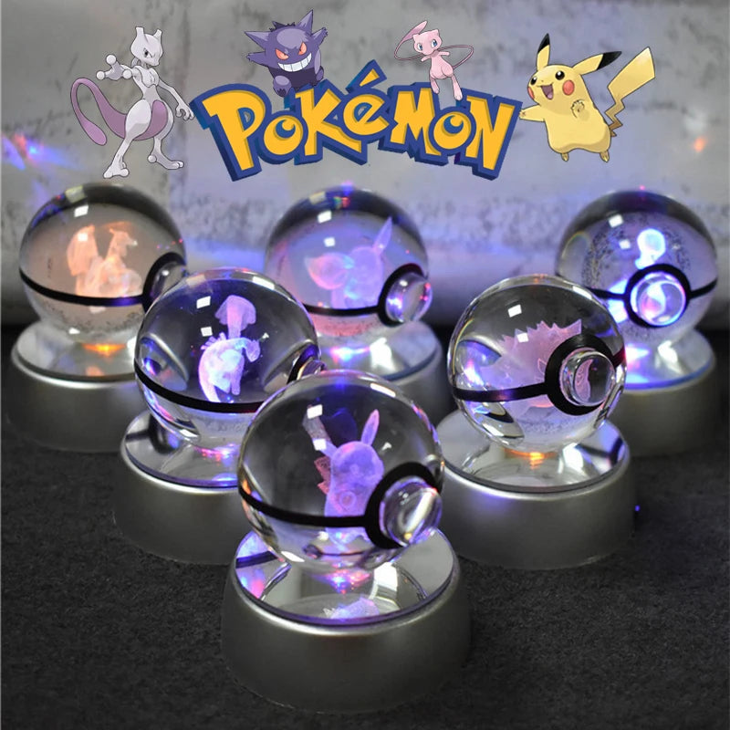 3D Crystal Ball Night Light – LED Glass Lamp with Colorful Base