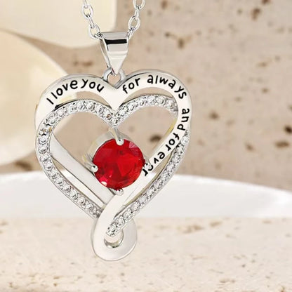 Heart Pendant Necklace, Hollow Heart Rhinestone Jewelry for Women
