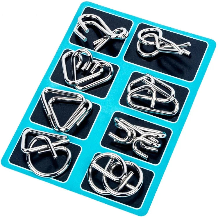 Metal Wire Puzzle Set 8-Piece Mind Brain Teaser for Kids & Adults