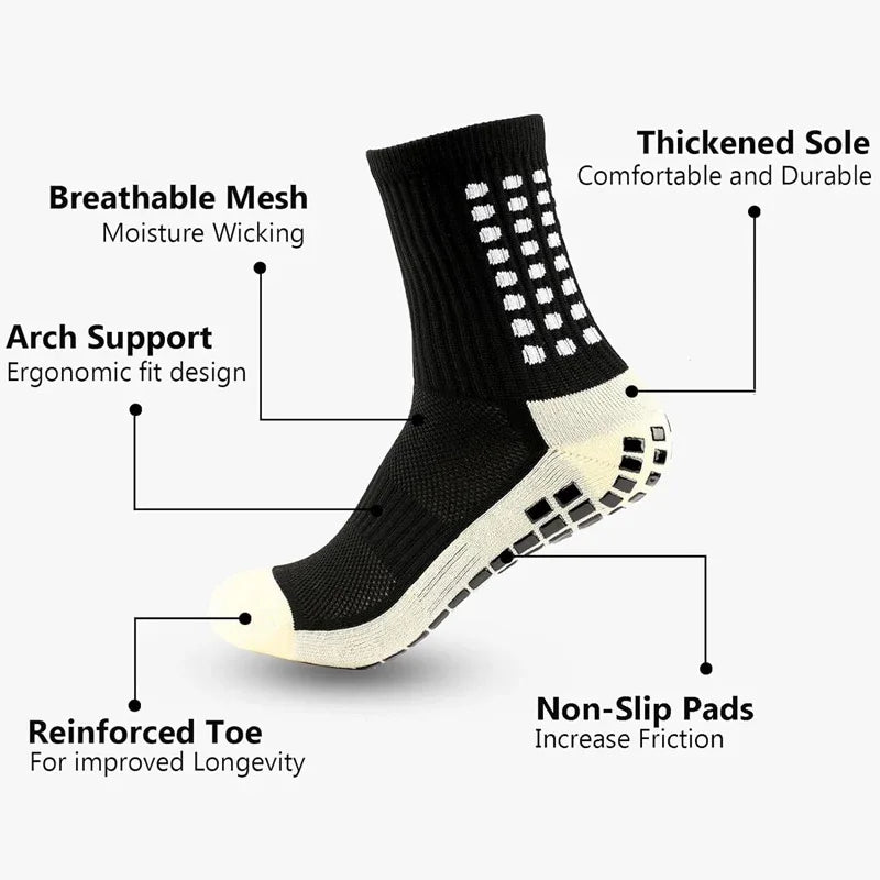 1/4 Pairs Anti-slip Soccer Women Men Outdoor Sport Grip Football Yoga Socks