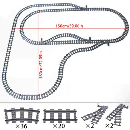 Train Track Building Blocks DIY Railroad Set for Kids &amp; Adults