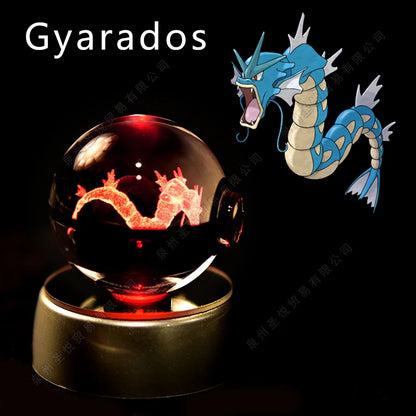 3D Crystal Ball Night Light – LED Glass Lamp with Colorful Base