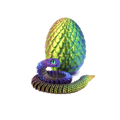 3D Printed Snake Toy – Movable Figure with Egg Ornament