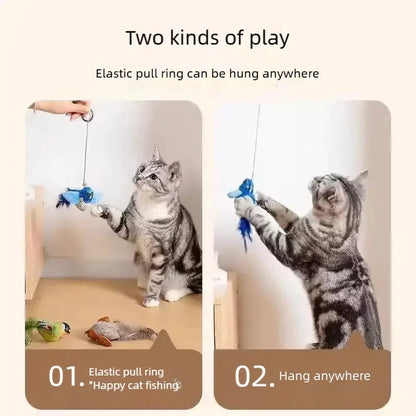 Smart Touch Activated Chirping Bird Cat Toy | Realistic Sound Interactive Self Play Catnip Teaser | Indoor Wall Hanging Cat Toys