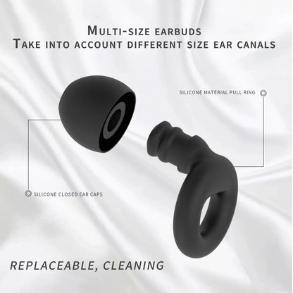 Quiet Ear Plugs for Noise Reduction – Super Soft, Reusable Hearing Protection for Sleep,Swim, Work 8 Ear Tips in XS/S/M/L