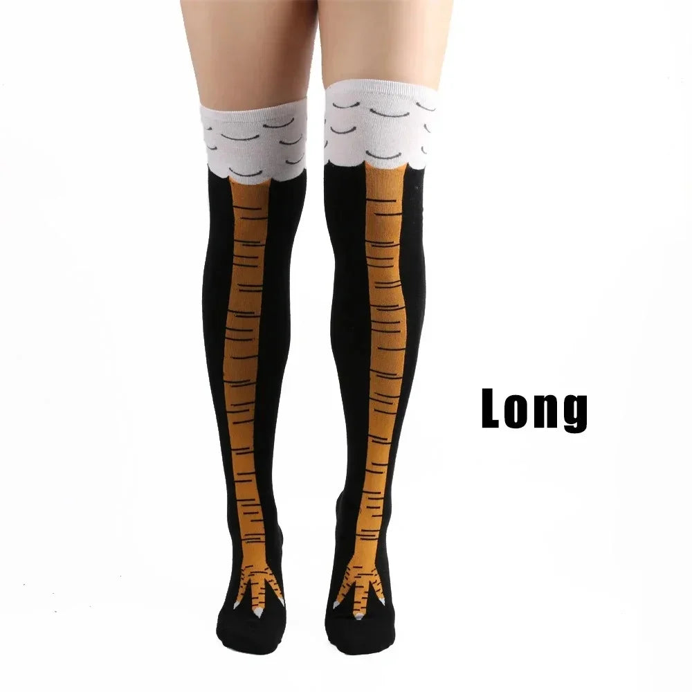 CHUANGERM Men Funny 3D Chicken Socks Print High Flexibility Thigh High Tube Sock Fashion Thin Toe Feet