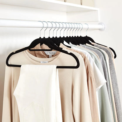 10/20/50 Pack Premium Anti-Slip Velvet Garment Hangers, Soft Flocked Non-Scratch Clothes Hangers with 360° Swivel Hooks, Heavy Duty Sturdy Coat Hangers, Slim Compact Hangers to Save Closet Storage Space