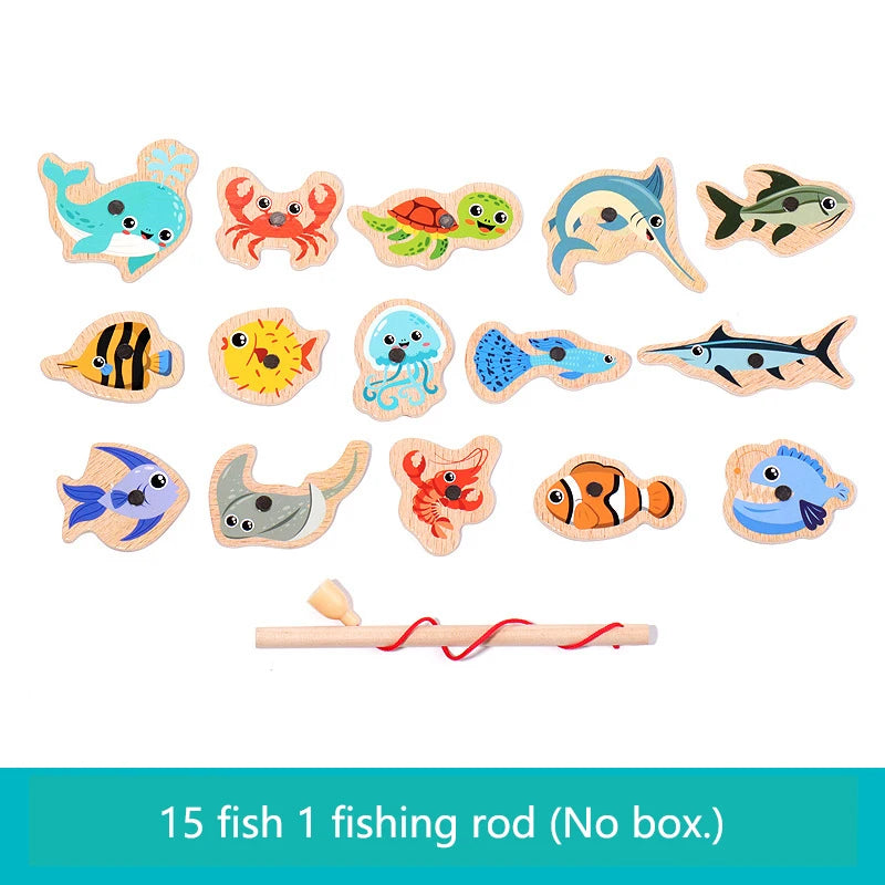 Magnetic Fishing Game for Kids – Wooden Marine Life Learning Toy