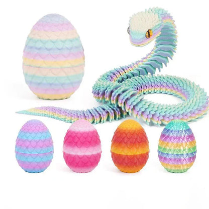 3D Printed Snake Toy – Movable Figure with Egg Ornament