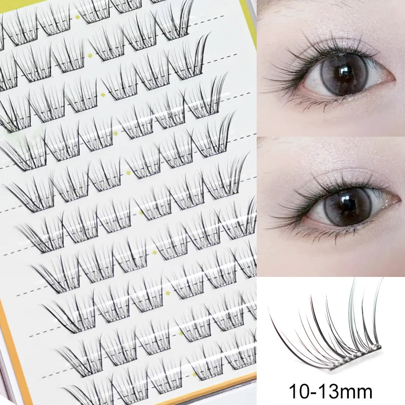 No Glue Needed Idol False Eyelashes Large Capacity 7-9mm Self Adhesive Eyelashes tweezers DIY Lash Extension Cluster Lashes