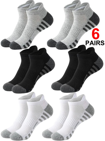 6/24Pairs Ankle Athletic Running Socks Cushioned Breathable Low Cut Sports Tab Socks For Men And Women