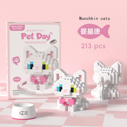 Mini Dog & Cat Building Block Model – Cute Pet Ornament