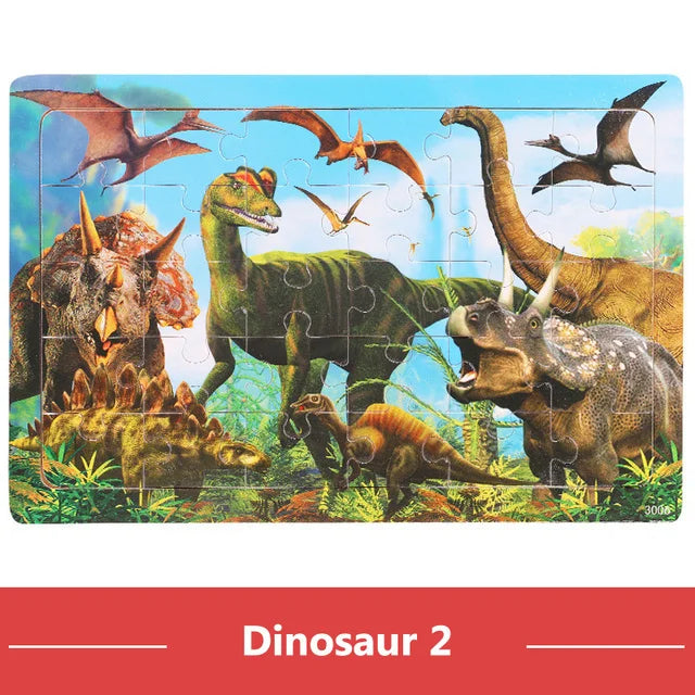 Wooden Puzzle Toys 30-Piece Animal Jigsaw Puzzle for Kids