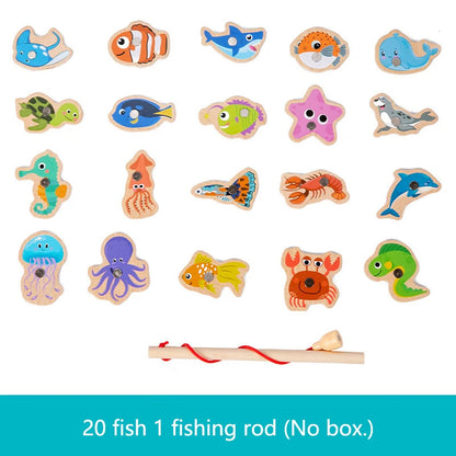 Magnetic Fishing Game for Kids – Wooden Marine Life Learning Toy