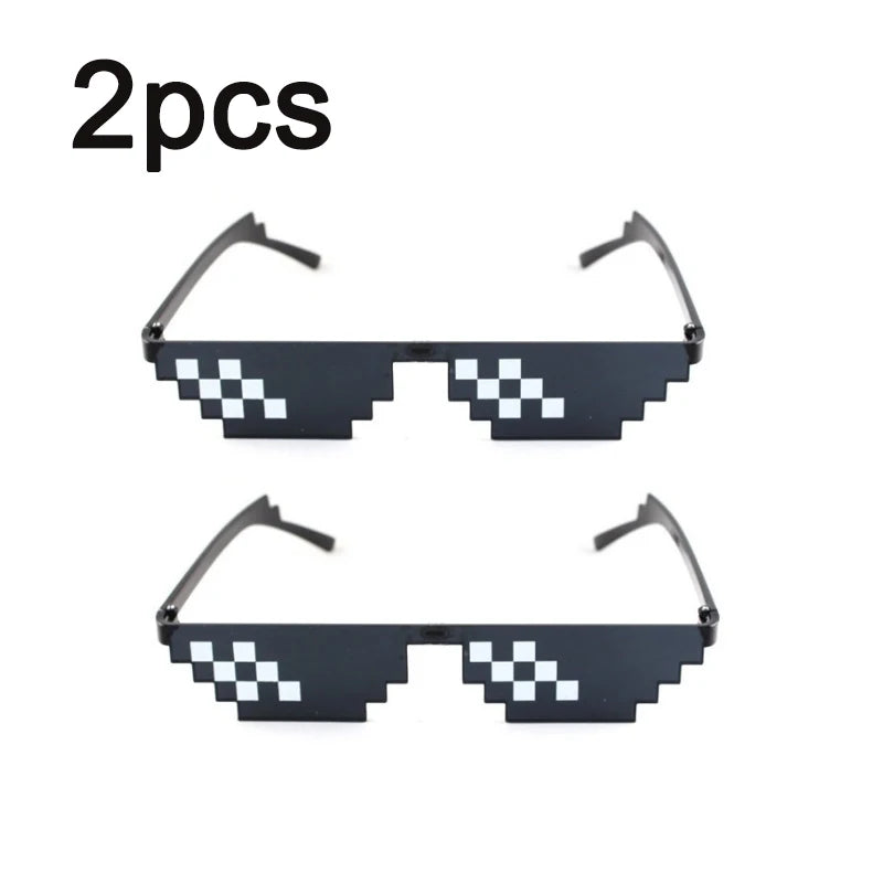 Pixelated Sunglasses – Funny Mosaic Rimless Shades for Parties
