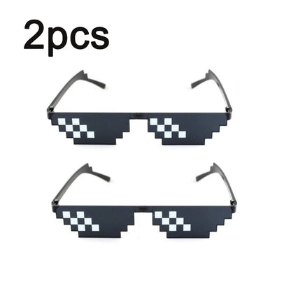 Pixelated Sunglasses – Funny Mosaic Rimless Shades for Parties
