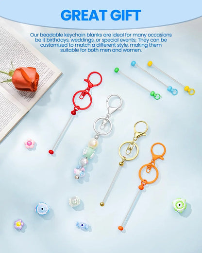 Beadable Keychain Blanks, Metal Keychain Bars for DIY Beading