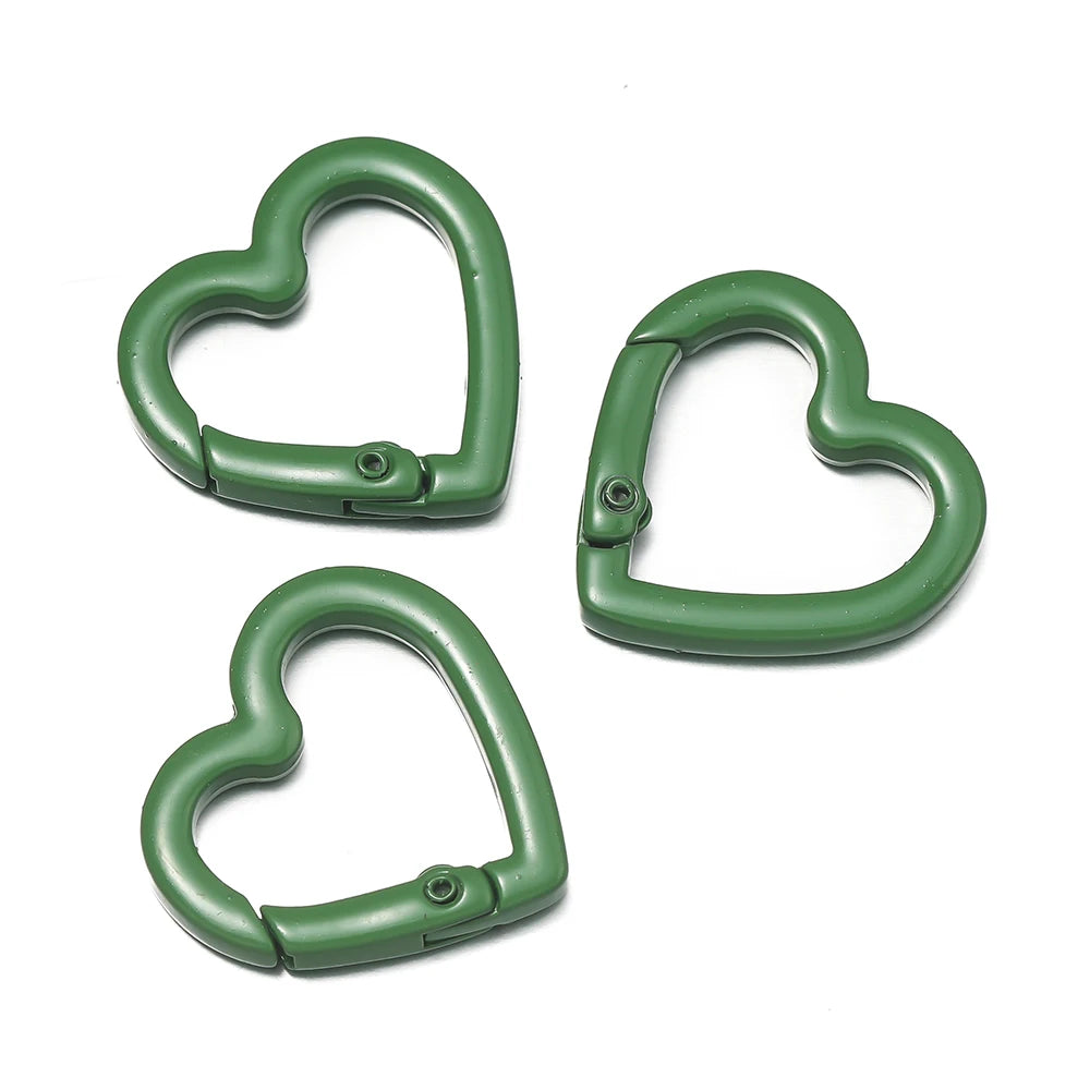 Heart Carabiner Clips, Metal Spring Clasp Keychain Hooks 5pcs