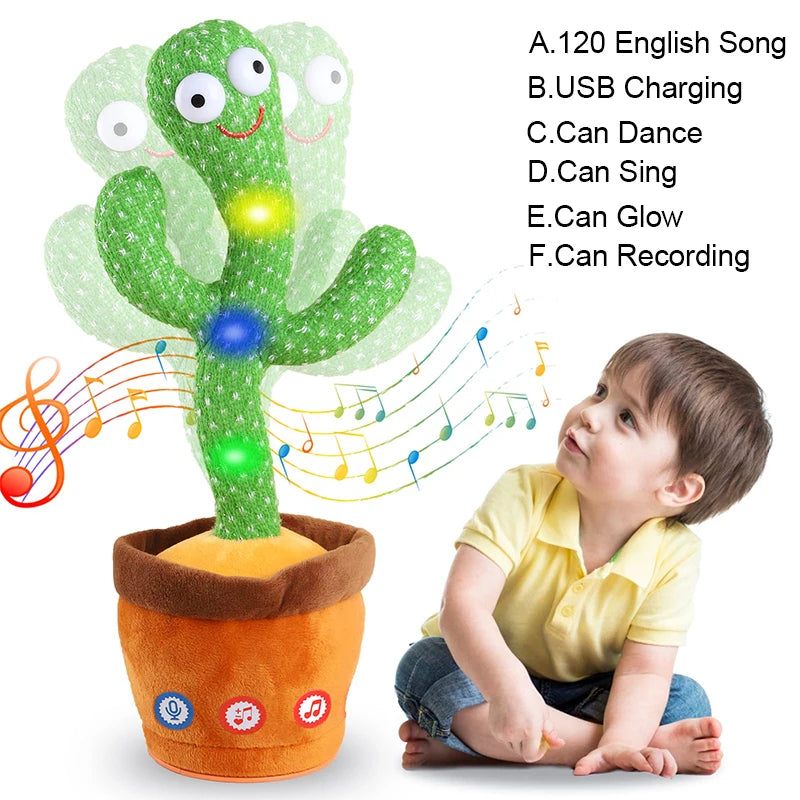 Dancing Cactus Toy with Music, Voice Repeat and Interactive Plush Fun