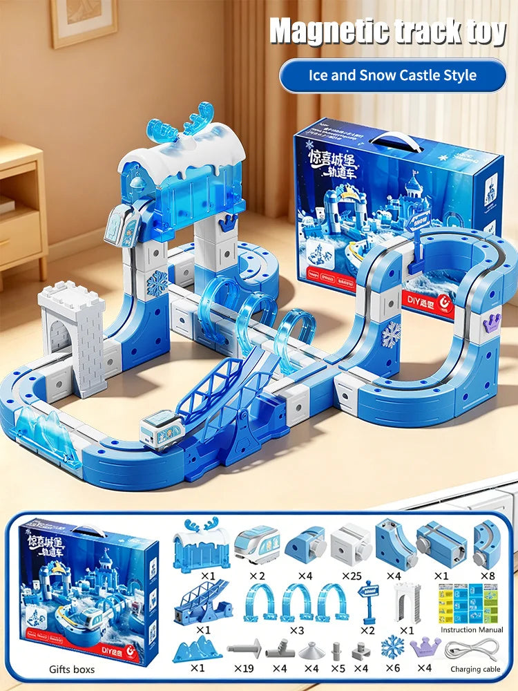 Magnetic Train Toy with DIY Track for Creative Play