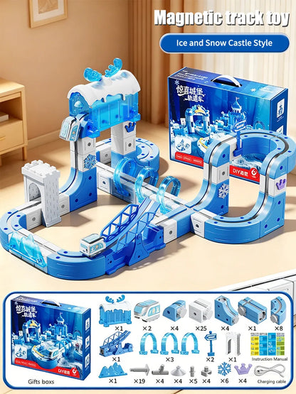 Magnetic Train Toy with DIY Track for Creative Play