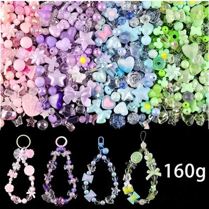 1bag Mixing Style Candy Color Acrylic Beads For DIY Handmade Bracelet Jewelry Making Phone Chain Accessories
